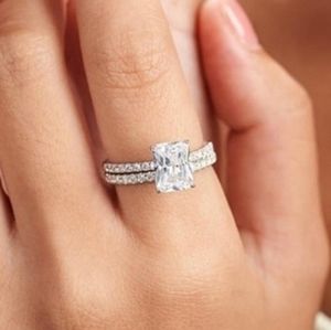3 Ct Emerald Cut Diamond Wedding Ring Set